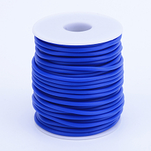 Honeyhandy Hollow Pipe PVC Tubular Synthetic Rubber Cord, Wrapped Around White Plastic Spool, Blue, 2mm, Hole: 1mm, about 54.68 yards(50m)/roll