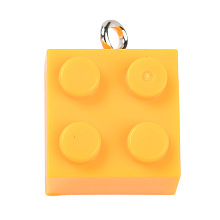 Honeyhandy Resin Pendants, with Platinum Iron Loop, Toy Bricks, Gold, 21x15.5x11mm, Hole: 2.6mm