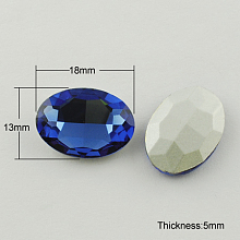 Honeyhandy Glass Pointed Back Rhinestone, Back Plated, Faceted, Oval, Royal Blue, 13x18x5mm