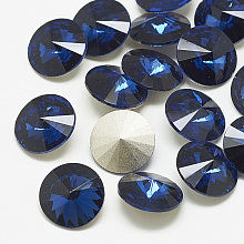 Honeyhandy Pointed Back Glass Rhinestone Cabochons, Rivoli Rhinestone, Back Plated, Faceted, Cone, Montana, 6x3mm