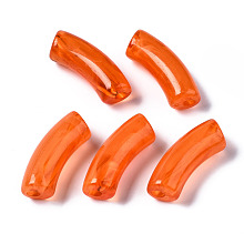 Honeyhandy Acrylic Beads, Imitation Gemstone, Curved Tube, Coral, 34.5x13x11mm, Hole: 3.5mm, about 155pcs/500g