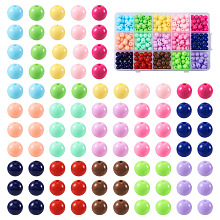 300Pcs 15 Colors Opaque Acrylic Beads, Round, Mixed Color, 8x7mm, Hole: 2mm, 20pcs/color