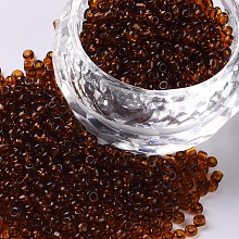 Honeyhandy Glass Seed Beads, Transparent, Round, Brown, 12/0, 2mm, Hole: 1mm, about 30000 beads/pound