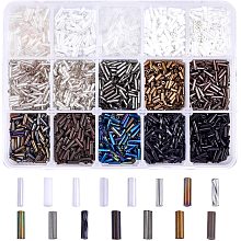 NBEADS 15 Colors Glass Bugle Beads, About 5340 Pcs Round Seed Beads Column Beads for Jewelry Design Necklace Bracelet Earring Making