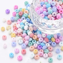 Honeyhandy 6/0 Glass Seed Beads, Macaron Color, Round Hole, Round, Mixed Color, 4~4.5x3mm, Hole: 1~1.2mm, about 4500pcs/bag, about 450g/bag.