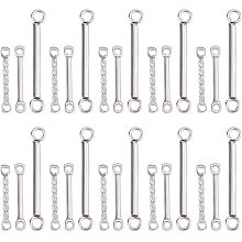 DICOSMETIC 150Pcs 3 Styles Stainless Steel Rectangle Connectors with 2 Holes Column Links Twist Links Metal Jewelry Connectors for DIY Jewelry Making Craft,Hole:1.2mm