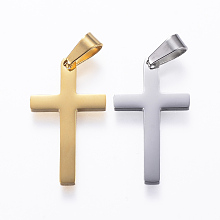 Honeyhandy 304 Stainless Steel Pendants, Cross, Mixed Color, 28x15.5x1.5mm, Hole: 8x3.5mm