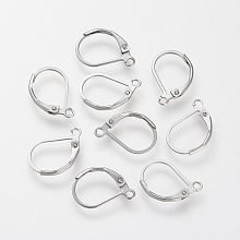 Honeyhandy 304 Stainless Steel Leverback Earring Findings, with Loop, Stainless Steel Color, 16x10.5x0.5mm, Hole: 1.5mm, pin: 0.5mm