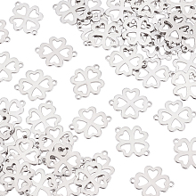 UNICRAFTALE about 100pcs Four-leaf Clover Links Connectors Stainless Steel Lucky Pendant 2 Holes Links Connectors Leaf Link Charm for Jewelry Making15.5x12mm