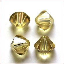 Honeyhandy Imitation Austrian Crystal Beads, Grade AAA, Faceted, Bicone, Dark Khaki, 4x4mm, Hole: 0.7~0.9mm