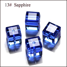 Honeyhandy Imitation Austrian Crystal Beads, Grade AAA, Faceted, Cube, Blue, 5~5.5x5~5.5x5~5.5mm(size within the error range of 0.5~1mm), Hole: 0.7~0.9mm