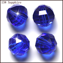 Honeyhandy Imitation Austrian Crystal Beads, Grade AAA, Faceted, Round, Blue, 10mm, Hole: 0.9~1mm