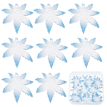 SUNNYCLUE Transparent Printed Acrylic Pendants, Maple Leaf, Royal Blue, 22x22x1mm, Hole: 1mm