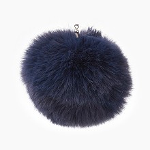 Honeyhandy Handmade Faux Rabbit Fur Pom Pom Ball Covered Pendants, Fuzzy Bunny Hair Balls, with Elastic Fiber, Prussian Blue, 55~74mm, Hole: 5mm