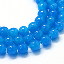 Honeyhandy Baking Painted Imitation Jade Glass Round Bead Strands, Dodger Blue, 10~10.5mm, Hole: 1.5mm, about 85pcs/strand, 31.4 inch