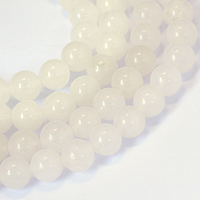 Honeyhandy Natural White Jade Round Bead Strands, 8~8.5mm, Hole: 1mm, about 47pcs/strand, 15.5 inch