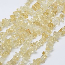 Honeyhandy Natural Citrine Beads Strands, Chip, Yellow, Dyed & Heated, Yellow, 3~5x7~13x2~4mm, Hole: 0.4mm, 34.9 inch