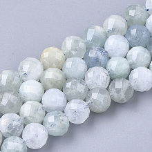 Honeyhandy Natural Aquamarine Beads Strands, Faceted, Round, 7.5~8x8mm, Hole: 1mm, about 25pcs/strand, 7.48 inch