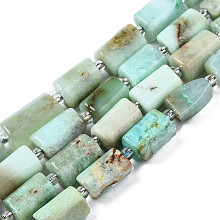 Honeyhandy Natural Australia Jade Beads Strands, with Seed Beads, Faceted Column, 9~14x5~7x5~6mm, Hole: 1.2mm, about 15~16pcs/strand, 7.09 inch(18cm)