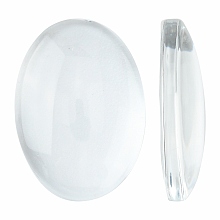 Honeyhandy Transparent Oval Glass Cabochons, Clear, 18x13x4~5mm