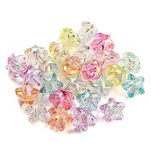 Honeyhandy UV Plating Transparent Acrylic Beads, Iridescent Star, Mixed Color, 11x11.5x10mm, Hole: 2.5mm