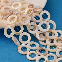 ARRICRAFT Natural White Shell Beads Strands, Mother of Pearl Shell Beads, Donut, White, about 20mm in diameter, 3mm thick, hole: 1mm, about 20pcs/strand