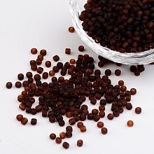 Honeyhandy 8/0 Frosted Round Glass Seed Beads, Coconut Brown, Size: about 3mm in diameter, hole:1mm, about 1101pcs/50g