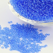 FGB 11/0 Transparent Glass Seed Beads, Round, Cornflower Blue, 2x1.5mm, Hole: 0.8mm, about 3000pcs/50g