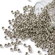 TOHO Round Seed Beads, Japanese Seed Beads, (713) Silver Metallic, 8/0, 3mm, Hole: 1mm, about 222pcs/10g