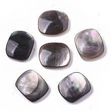 Honeyhandy Natural Black Lip Shell Cabochons, Rectangle, Black, 10~11x9x3mm