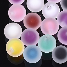 Honeyhandy Transparent Acrylic Beads, Rubber Style, Bead in Bead, Half Drilled Beads, Round, Mixed Color, 15.5x15mm, Half Hole: 3.5mm