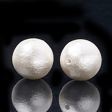 Honeyhandy Compressed Cotton Pearl Beads, Eco-Friendly, Dyed, Round, Creamy White, 6mm, Hole: 1.2mm