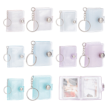 CRASPIRE 10Pcs 10 Style Mini Small Photo Album Photo Storage Keychain, with Iron Findings, for Picture Valentine Gift Wedding Birthday Anniversary Memory, Mixed Color, 9.9~12.6cm, 1pc/style