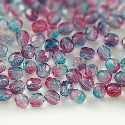 NBEADS Czech Fire Polished Glass Beads, Faceted, Drum, Honeydew, 6x6mm, Hole: 1mm; about 37pcs/10g  ( X-GLAA-F100-D-CL )