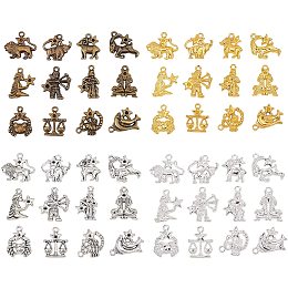 AHANDMAKER Alloy Pendants Rhinestone Setting, Twelve Constellations, Mixed Color, 74x72x17mm; 48pcs/box