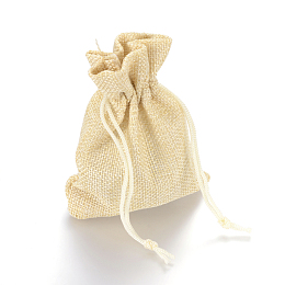 Honeyhandy Polyester Imitation Burlap Packing Pouches Drawstring Bags, for Christmas, Wedding Party and DIY Craft Packing, Lemon Chiffon, 9x7cm