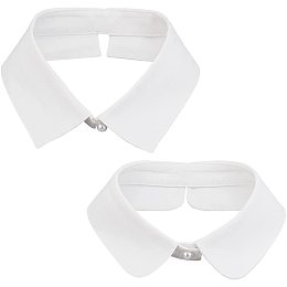 CHGCRAFT 2Pcs 2Styles Faux Collar False Lapel Detachable Blouse Collar Polyester Bib Stand Collar Detachable Blouse Collar Choker, White