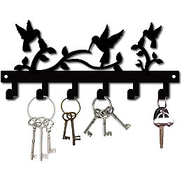 GORGECRAFT Birds Wall Decor Hooks Metal Key Holder Cast Iron Wall Hanger Organizer Coat Rack Mounted Multi-Purpose Decorative with 6 Hooks for Pet Leash Jewelry Keys Hat Umbrella