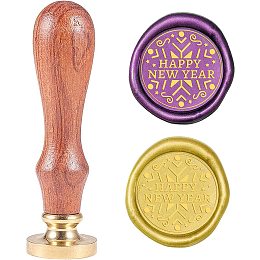 CRASPIRE Wax Seal Stamp New Year Snowflakes Replaceable Sealing Stamp Head with Wooden Handle for Wedding Invitations Crads Bottle Gift Decoration