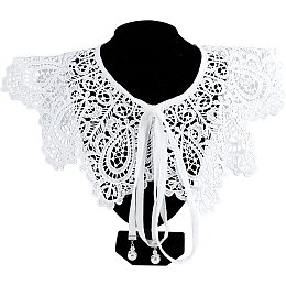 GORGECRAFT White Lace Collar Lace False Collar Hollow Out Flower Lace Collar Lapel Bottoming Shirt Collar Shawl Dechable Cape for Halloween Cosplay Party Favors Women Dress Blouse Sewing Edge