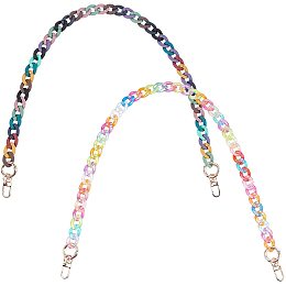 ARRICRAFT 2pcs Acrylic Purse Chain Handle, 27.7 inch Colorful Resin Purse Bag Handles Acrylic Handbag Chain Strap with Metal Clasps Shoulder Strap Replacement Bag Decoration Chains Purse Making Accessory