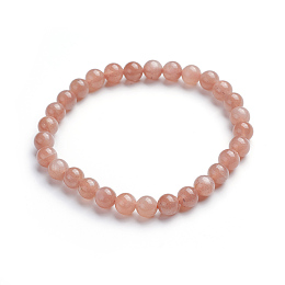 Honeyhandy Natural Sunstone Stretch Bracelets, Round, 2-1/8 inch(5.3cm), Bead: 5.5~6mm