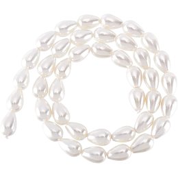 NBEADS 40 Pcs Natural Shell Pearl Beads, Teardrop Freshwater Pearl Beads Spacer, Pearl Loose Beads for DIY Crafts Making Jewelry Bracelets Necklaces Earrings