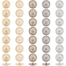 UNICRAFTALE 40Pcs 5 Colors 25mm Clothes Buttons 1-Hole Alloy Shank Button Retro Hollow Sewing Button Sets Round Metal Shank Buttons Vintage Openwork Coat Buttons for DIY Sewing Craft