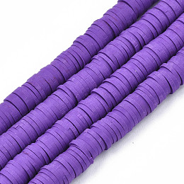 Honeyhandy Handmade Polymer Clay Beads Strands, for DIY Jewelry Crafts Supplies, Heishi Beads, Disc/Flat Round, Mauve, 6x0.5~1mm, Hole: 1.8mm, about 290~320pcs/strand, 15.75 inch~16.14 inch(40~41cm)