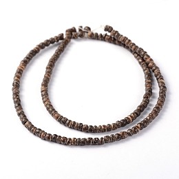 Honeyhandy Natural Coconut Rondelle Bead Strands, 3.5x2~3.5mm, Hole: 1mm, about 163pcs/strand, 15.7 inch