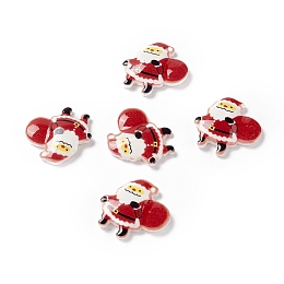 Honeyhandy Christmas Themed Opaque Resin Cabochons, Christmas Santas, FireBrick, 21.5x22x4.5mm