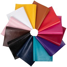 BENECREAT 12 PCS 8" x 13" Mixed Color PU Faux Leather Sheet Canvas Back Faux Leather Sheet for Bag Dressing Sewing Craft Project