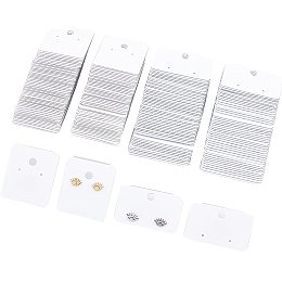 FINGERINSPIRE 200 Pcs Hanging Earring Cards with Hook Groove Plastic 2 Holes Earrings Display Hanging Cards 2 Style White Earring Tags Bulk Earrings Holder for Jewelry Accessory Display Store Selling