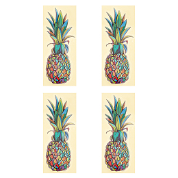 SUPERFINDINGS 4Sheet Pineapple PVC Stickers, Waterproof Car Decal, for Cars Motorbikes Luggages Skateboard Decor, Colorful, 128.5x49x0.5mm, 4sheet